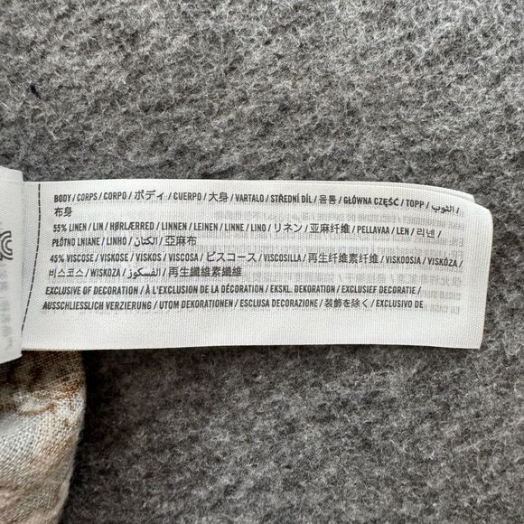 Abercrombie & Fitch Summer Linen Blend Shirt Mens XL Camp Button Up Brown AOP - Picture 5 of 7